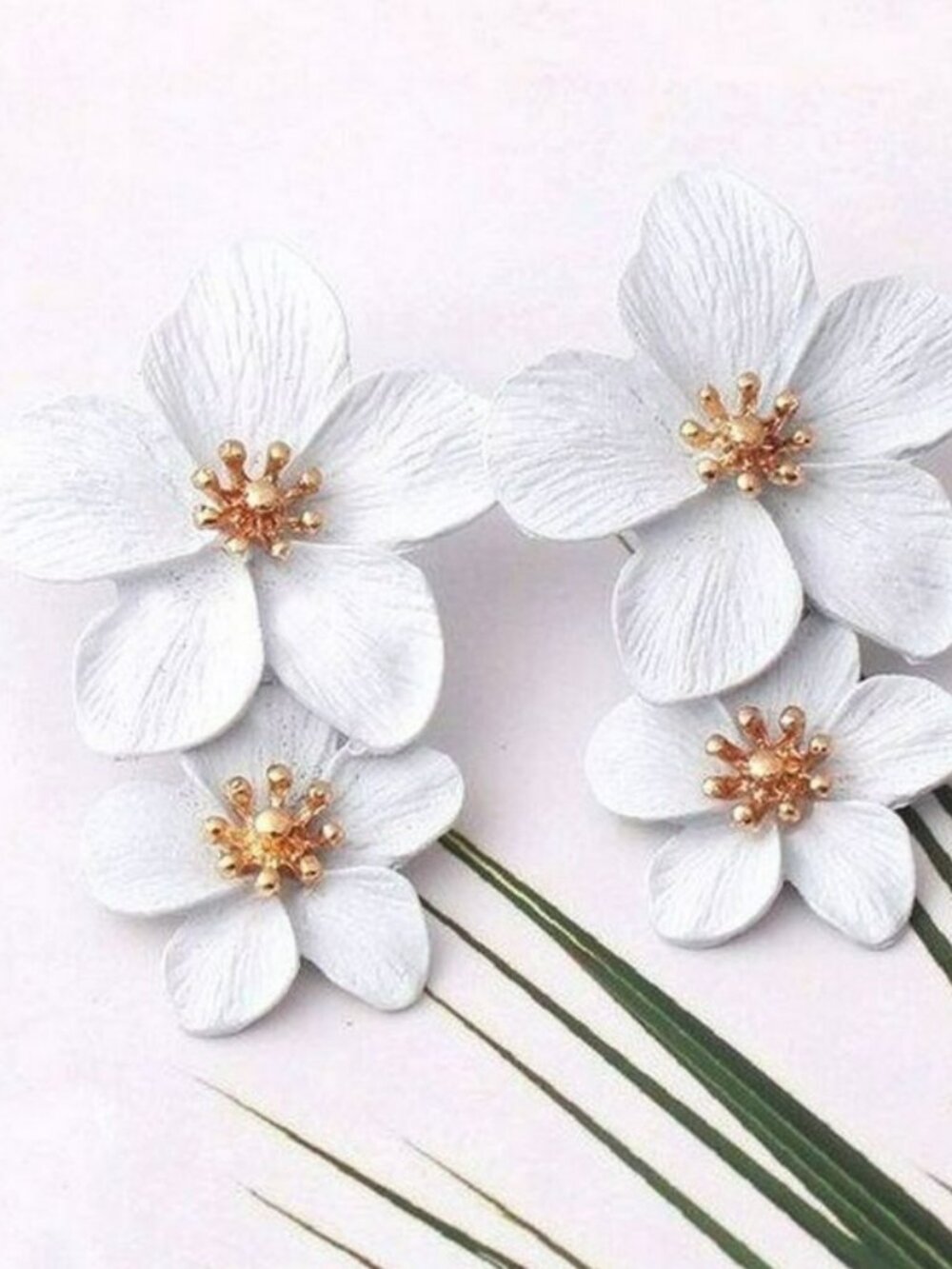 Thalia Blooms Florets Serene White Tiered Flower Earrings Gift Packaged